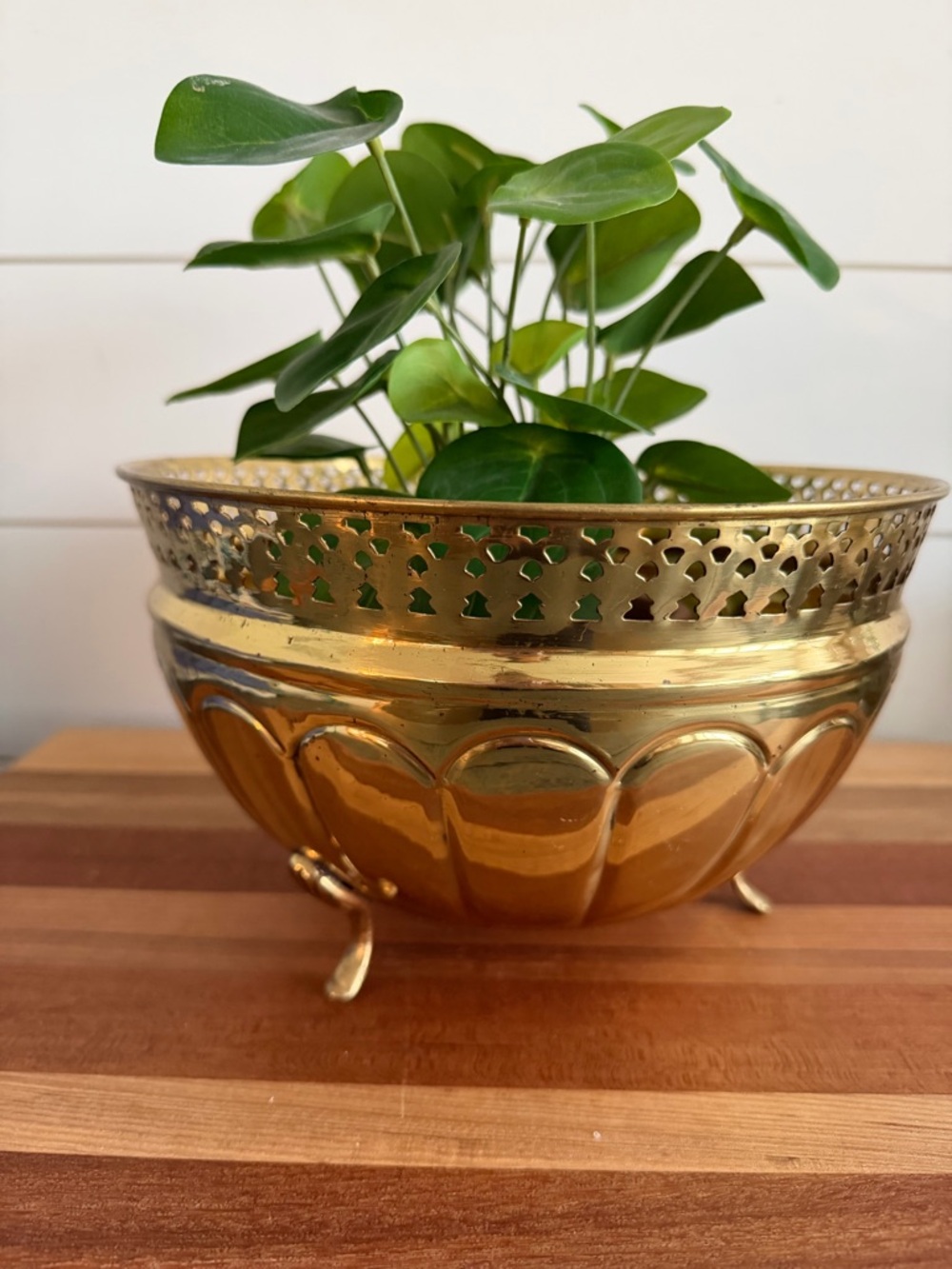 Vintage Footed Pierced Bass Bowl Cutout Detail Plan Holder Boho PRICE DROP FIRM